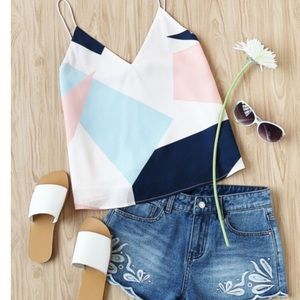 SHEIN EUC Flowy, graphic print summer blouse,